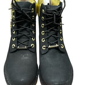 Timberland Heritage 6' WP Women’s Boot - Black Nubuck W Gold - Size: 8.5